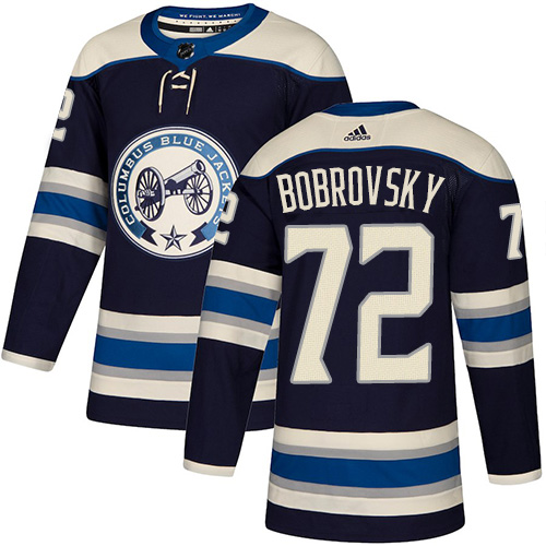 Men's Columbus Blue Jackets #72 Sergei Bobrovsky Navy Blue Stitched NHL Jersey